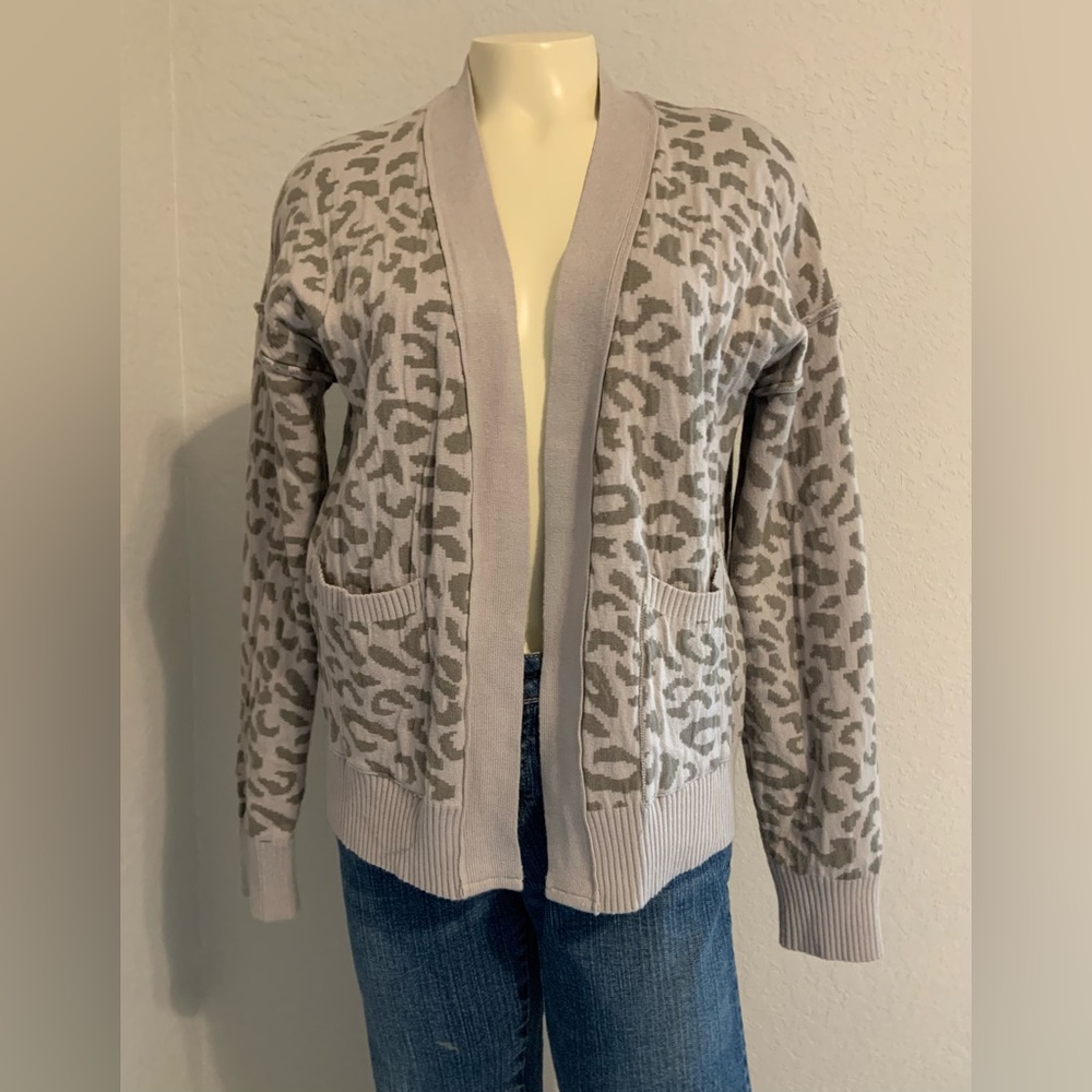 Hem And Thread Small Camo Open Front Sweater - image 1